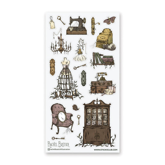 STICKII - Sticker sheet - Rachel Bostick Illustration - Haunted Estate Sale