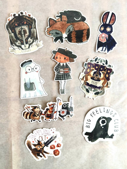 Book Moth Press - Sticker - Adventuring party - Raccoon and Crow
