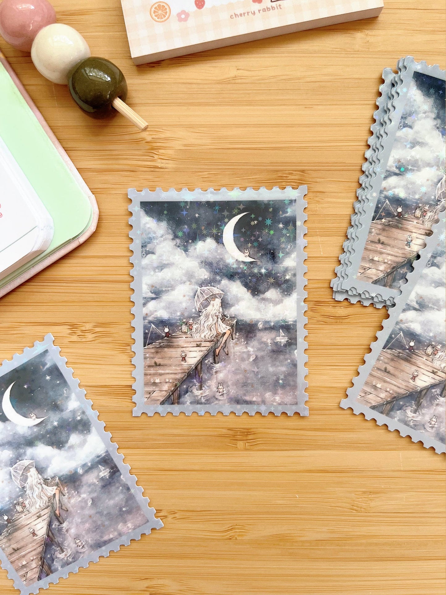 Cherry Rabbit - Stamp Sticker - In the Clouds