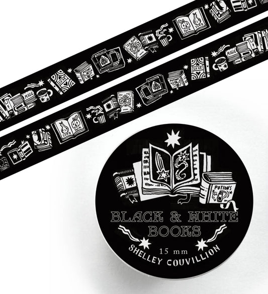 Book Moth Press - Washi Tape - Black and White Books