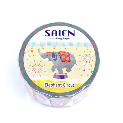 SAIEN - 20mm Foil-Stamped Washi Tape - Elephant Circus