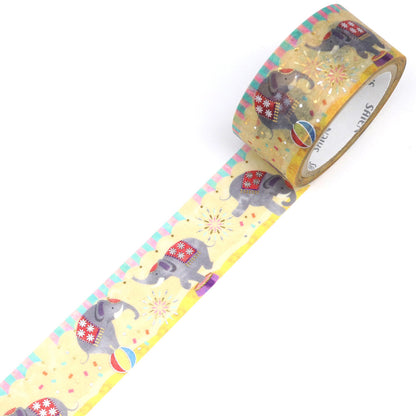 SAIEN - 20mm Foil-Stamped Washi Tape - Elephant Circus