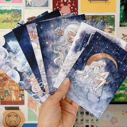Cherry Rabbit - Postcard - Starry Night - In the Clouds