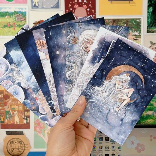 Cherry Rabbit - Postcard - Starry Night - In the Clouds