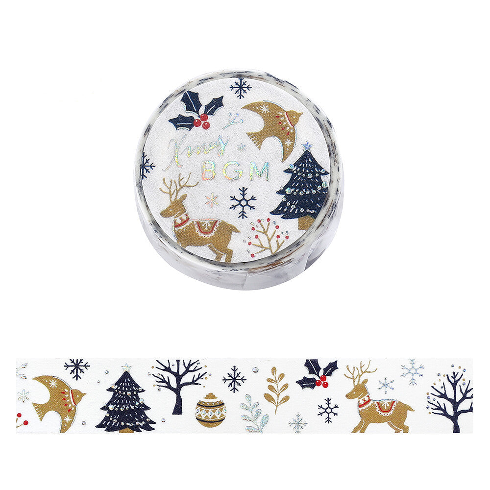 Decorative tape with Christmas-themed designs on a white background