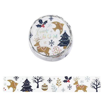 Decorative tape with Christmas-themed designs on a white background