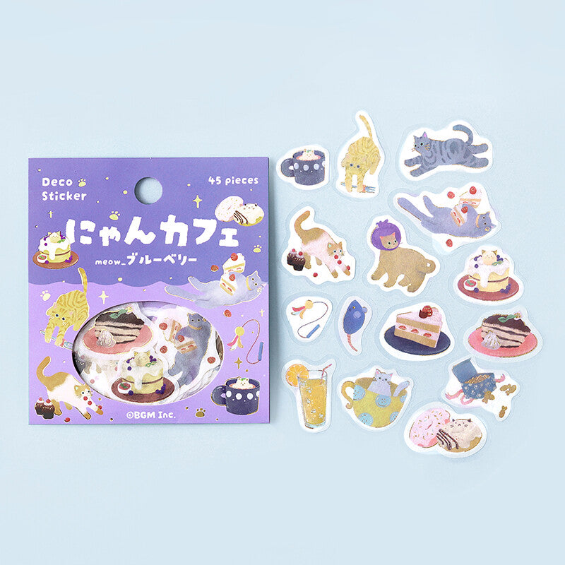 BGM Flake Stickers - Kitten Cafe - Blueberry