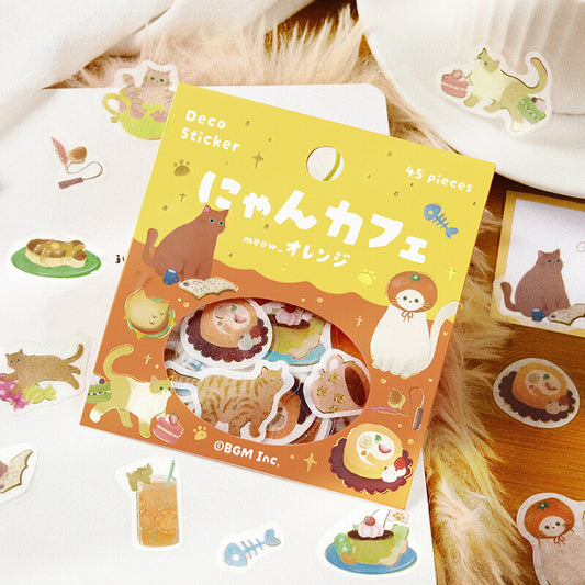 BGM Flake Stickers - Kitten Cafe - Orange