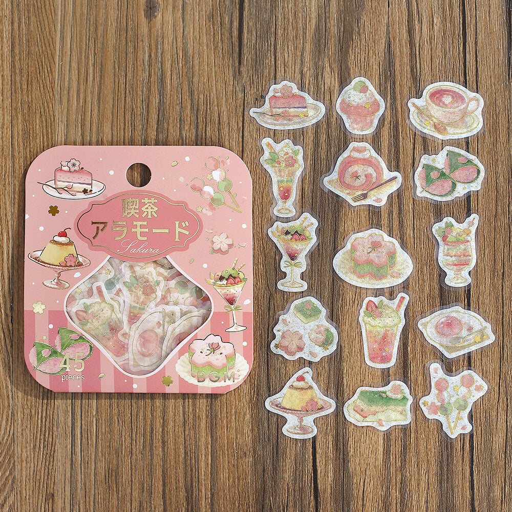 BGM - Sakura Limited Edition Flake Stickers - Cafe a la Mode - Cherry Blossoms