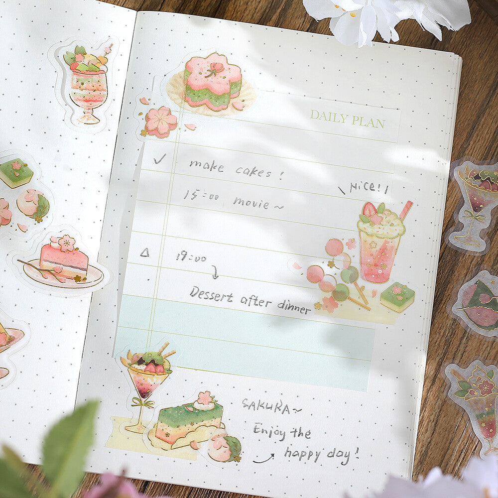 BGM - Sakura Limited Edition Flake Stickers - Cafe a la Mode - Cherry Blossoms