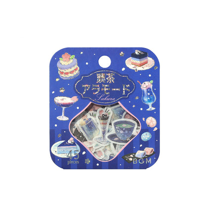 BGM - Sakura Limited Edition Flake Stickers - Cafe a la Mode - Cherry Blossoms at Night