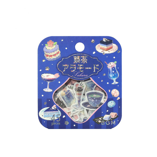BGM - Sakura Limited Edition Flake Stickers - Cafe a la Mode - Cherry Blossoms at Night