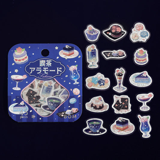 BGM - Sakura Limited Edition Flake Stickers - Cafe a la Mode - Cherry Blossoms at Night