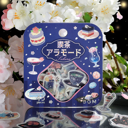 BGM - Sakura Limited Edition Flake Stickers - Cafe a la Mode - Cherry Blossoms at Night