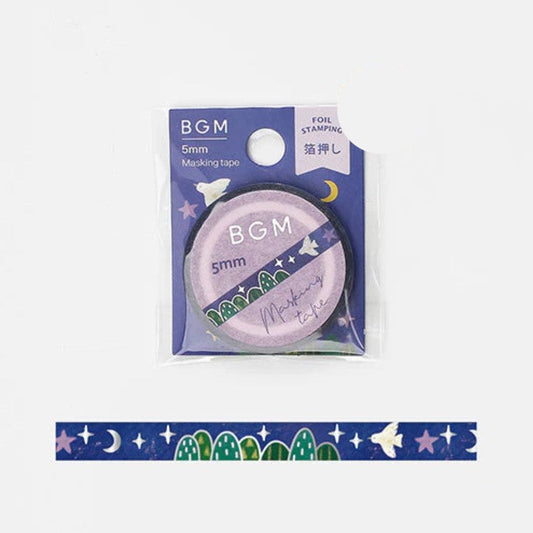 BGM Slim Washi Tape - Birds and Starry Sky
