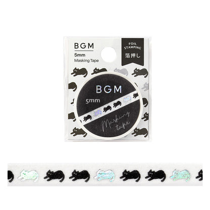 BGM Slim Washi Tape - Black Kitty