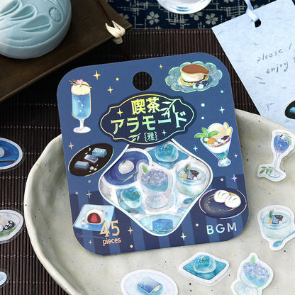 BGM - Flake Stickers - Cafe a la Mode - Miyabi Japanese Cafe - Blue