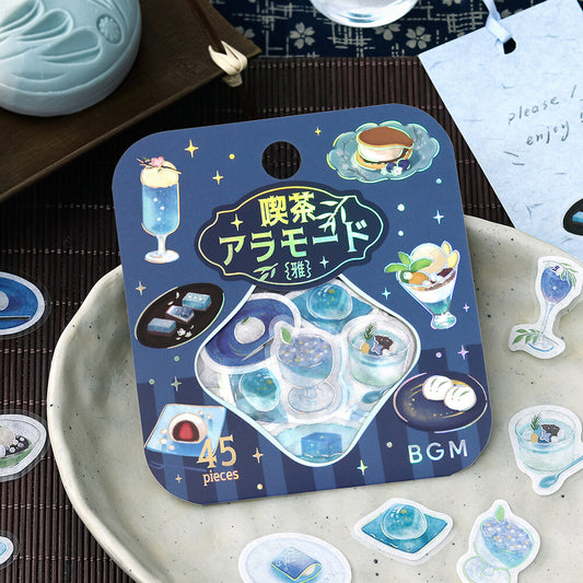 BGM - Flake Stickers - Cafe a la Mode - Miyabi Japanese Cafe - Blue
