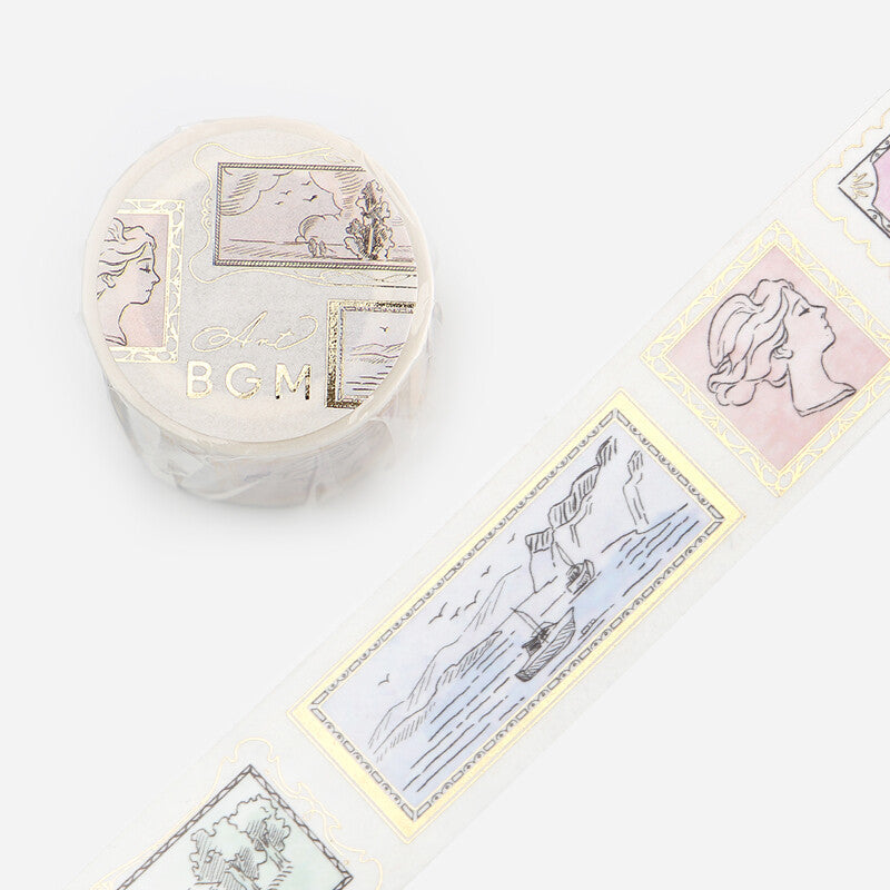 Decorative tape with illustrations on a white background