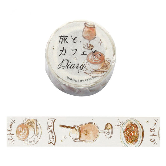 BGM Washi Tape - Travel Cafe Diary - Latte