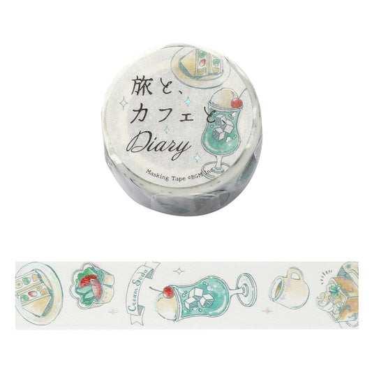 BGM Washi Tape - Travel Cafe Diary - Mint