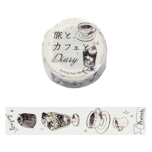 BGM Washi Tape - Travel Cafe Diary - Noir