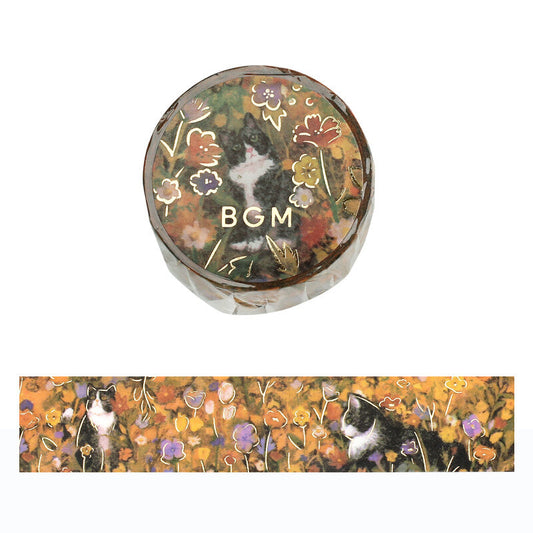 BGM Washi Tape - Flowers and Cats - Hachiware Cat