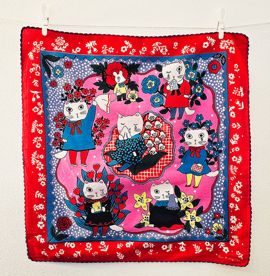 Yumi Kitagishi - Teary Cat Bandana - Red