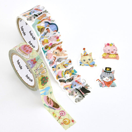 Bande Washi Tape Sticker Roll - Cat's Party