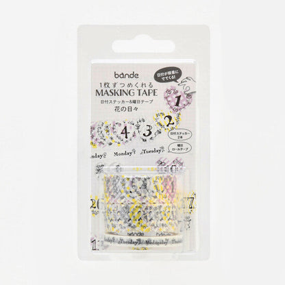 Bande Washi Tape Sticker Roll Set - Days of the Week - Flower Days