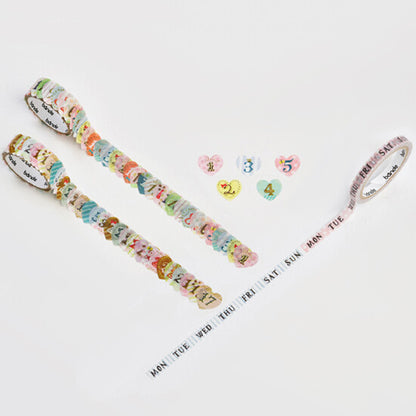 Bande Washi Tape Sticker Roll Set - Days of the Week - Sweet Days