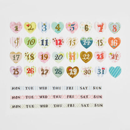 Bande Washi Tape Sticker Roll Set - Days of the Week - Sweet Days