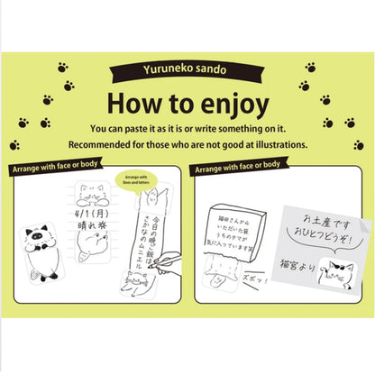 Bande Washi Tape Sticker Roll - Yuru Neko Sando (Cat Sandwich)