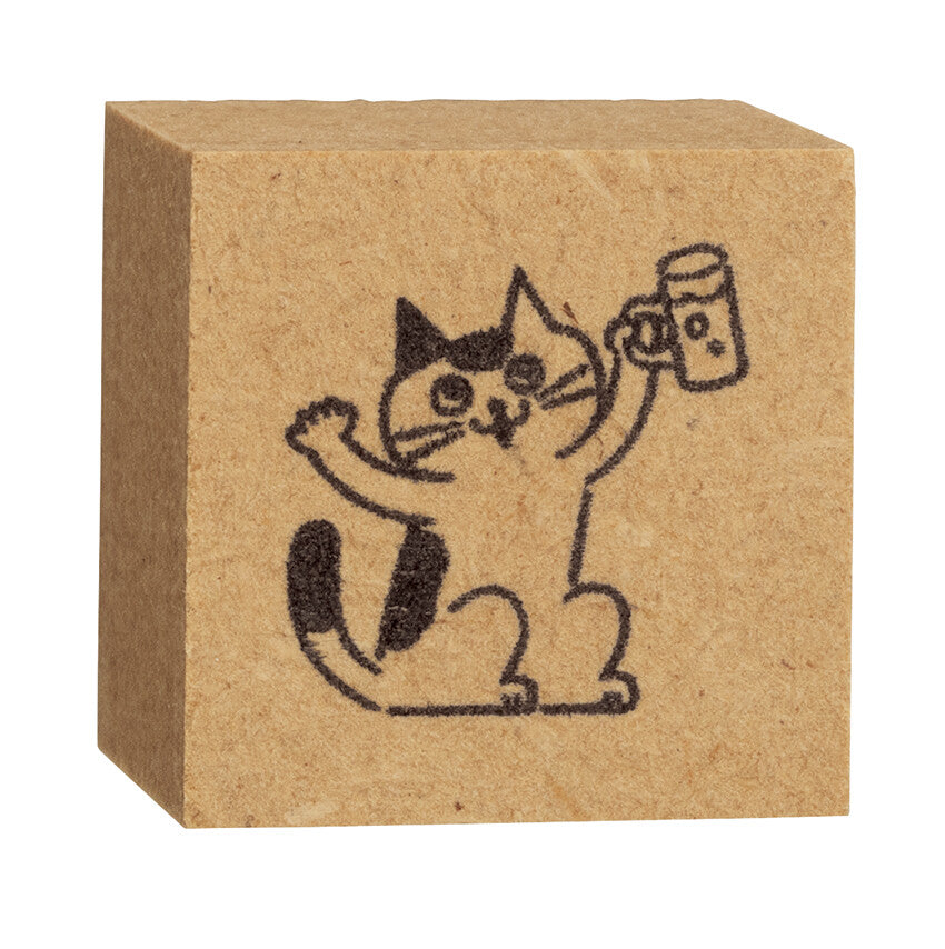 Cat Life Rubber Stamp - Drinking
