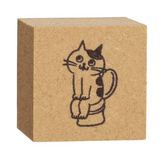 Cat Life Rubber Stamp - Toilet