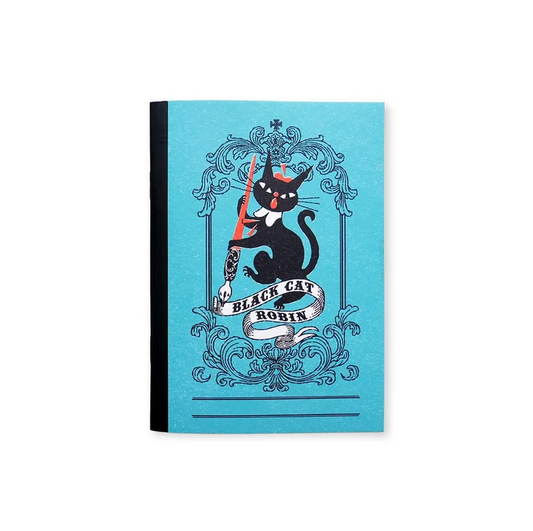 Cozyca - A6 Stamp Notebook - Kuroneko Design - Black Cat Robin