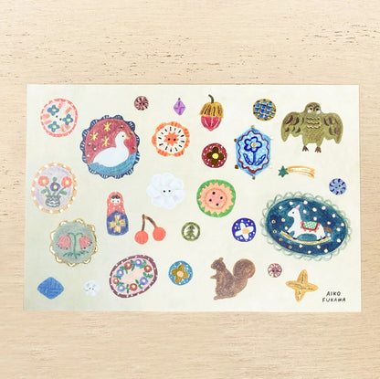 Cozyca - Aiko Fukawa - Brooch Foil-Stamped Postcard