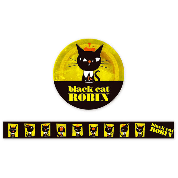 Cozyca Clear Tape - Black Cat Robin - 100 Faces