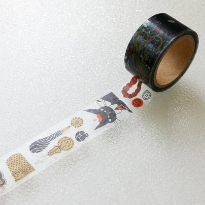 Cozyca Clear Tape - Black Cat Robin - Sewing