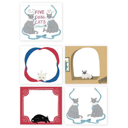 Cozyca  - Violet & Claire - Five Cool Cats Memo Pad