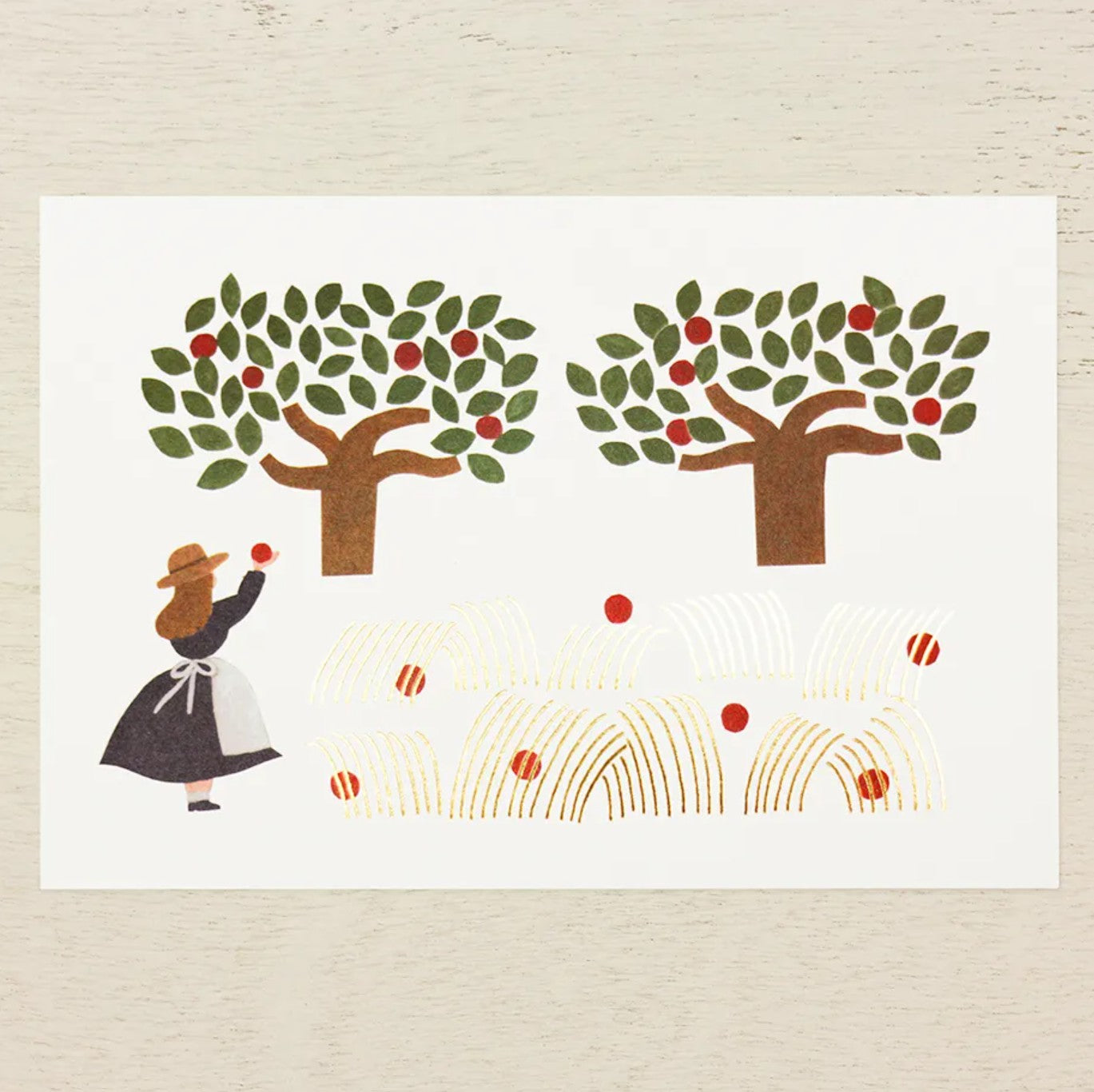 Cozyca - Necktie - Apple Orchard Foil-Stamped Postcard