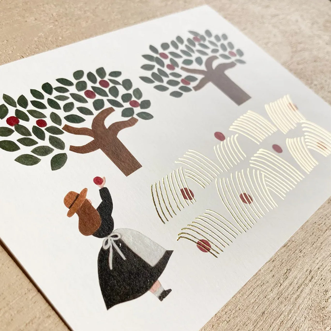 Cozyca - Necktie - Apple Orchard Foil-Stamped Postcard