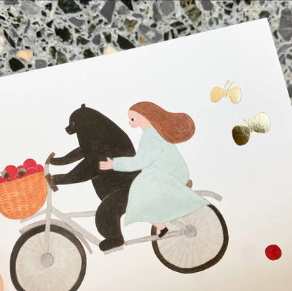 Cozyca - Necktie - Bicycle Foil-Stamped Postcard