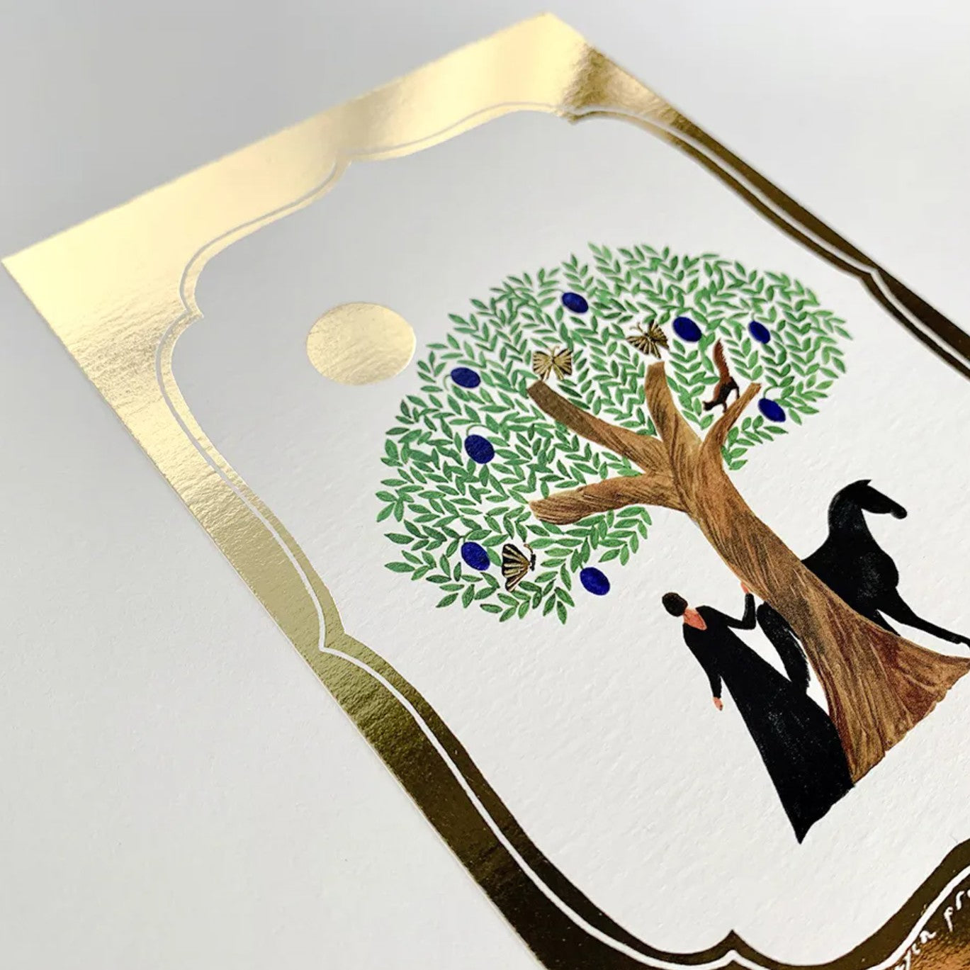 Cozyca - Nishi Shuku - Tree / Gold - Foil-Stamped Postcard