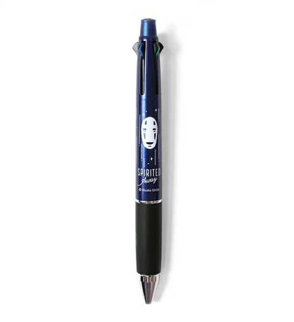 A Spirited Away themed multi-color pen featuring the character No-Face on a dark blue barrel with a black grip, shown on a white background.