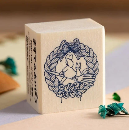 Beverly x Studio Ghibli - Rubber Stamp - Kiki's Delivery Service - Kiki & Jiji Wreath