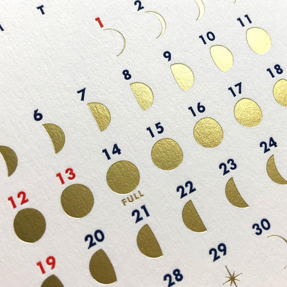 Greeting Life - 2027 Gold-Embossed Letterpress Stand Calendar - Moon