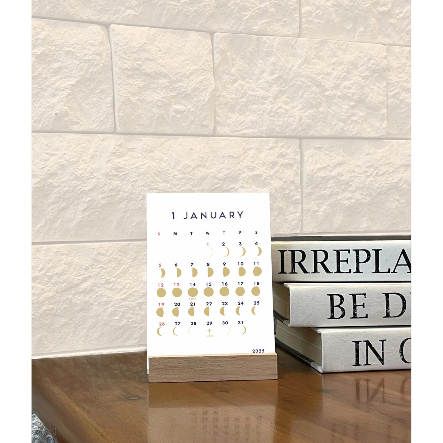 Greeting Life - 2027 Gold-Embossed Letterpress Stand Calendar - Moon