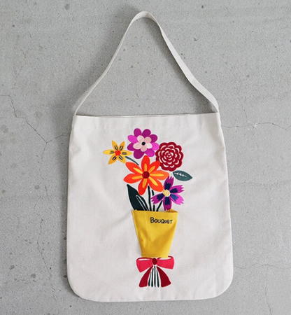 Embroidered Tote Bag - Bouquet