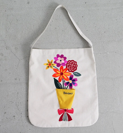 Embroidered Tote Bag - Bouquet